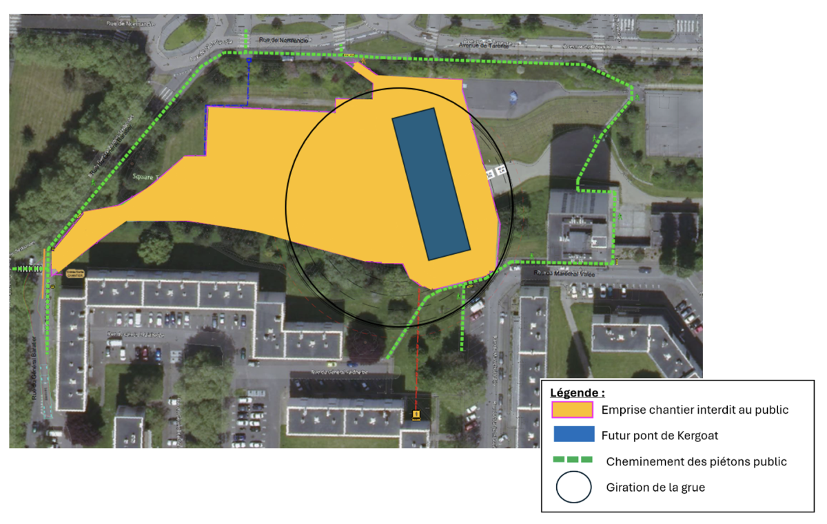 L'emprise de chantier correspond au périmètre de la zone des travaux